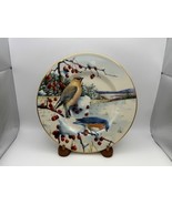 Lenox WINTER GREETINGS Scenic Christmas Waxwing &amp; Bluebird Luncheon Plate - $68.58 CAD