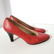 Salvatore Ferragamo Womens Size 6.5 Pumps Leather Red Snakeskin Heels Vintage - £17.64 GBP