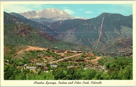 Aerial View Vintage Postcard Manitou Springs Incline and Pikes Peak Colorado - £5.81 GBP