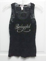 VTG 80s made in USA Lipstick S Womens Babygirl Black Stretch Lace Sleeveless Top - £12.74 GBP