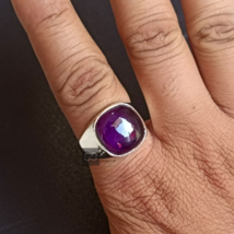 Smooth Cushion Amethyst Ring 925 Silver Christmas Gift for Mens - £55.95 GBP