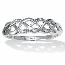 PalmBeach Jewelry Platinum-Plated Sterling Silver Genuine Diamond Accent Braided - £56.12 GBP
