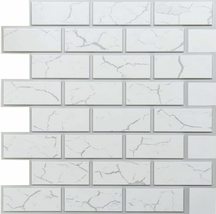 Dundee Deco GRAZTP10025499 White Grey Faux Brick PVC 3D Wall Panel, 2 ft X 2 ft  - £7.65 GBP+