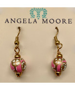 NEW ANGELA MOORE KEY TO MY HEART PINK GOLD PETITE BEAD EARRINGS PIERCED ... - $27.28 CAD
