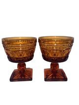 Vtg Set Of 2 Indiana Glass Colony Park Lane Dessert Goblets Glass Amber ... - $16.00