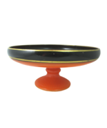 Antique Orange Diamond Glass Ware Pedestal Fruit Bowl 11&quot; Footed Black R... - £31.15 GBP