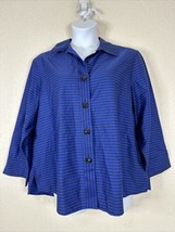 Foxcroft Womens Plus Size 20W (1X) Blk/Blue Striped Button-Up Wrinkle-Fr... - £15.59 GBP
