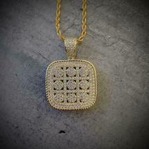 Round White Diamond Fully Iced Out Dog Tag Pendant 14k Yellow Gold Over - £79.64 GBP