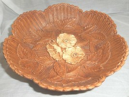 Syroco Wood Grain Look Flowered Decorative Bowl Multi Products Inc Vintage - £20.44 GBP
