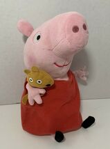 Peppa Pig 9" Ty Beanie Babies plush beanbag stuffed animal holding teddy... - $5.14