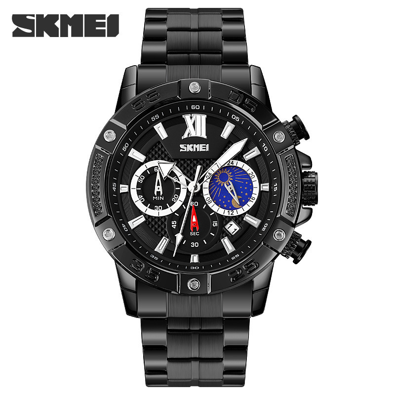Multi-Function Six-Hand Swatch Chronograph Men's Watch Fashion With Moon Phase M