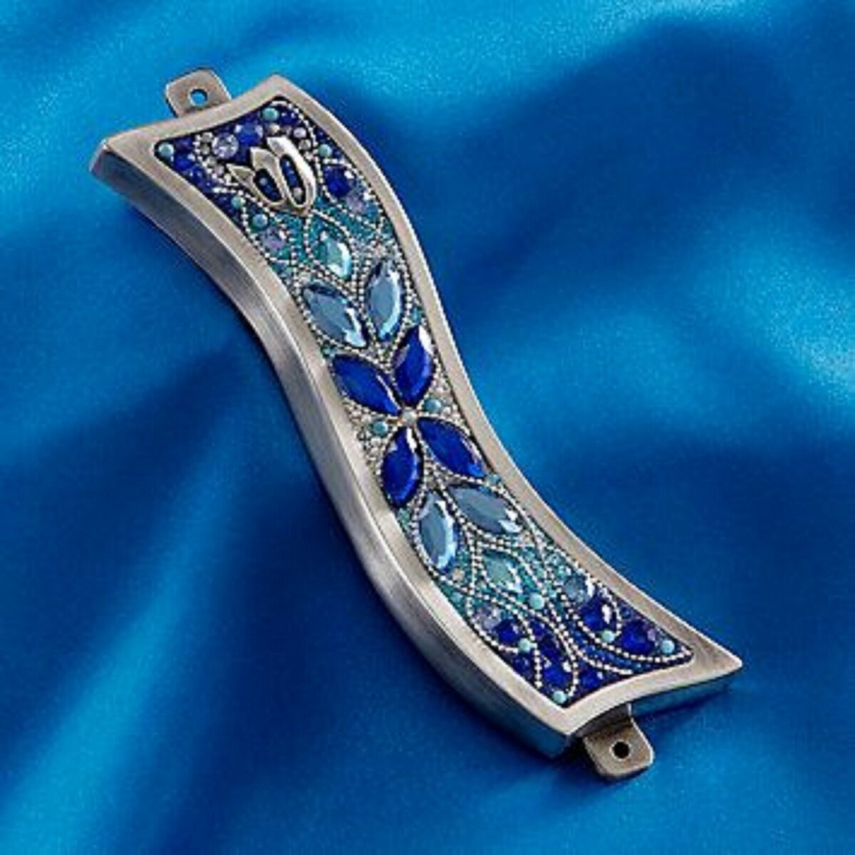 Lenox Mezuzah Case Blue Brilliance Swarovski Crystals Orit Schatzman Isr... - $133.00