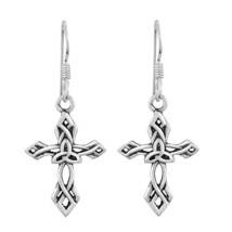 Beautiful Trinity Knot Cross Sterling Silver Dangle Earrings - £11.35 GBP