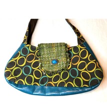 Handmade Bag Purse 16 x 7 Strap 27&quot; Handbag Zip Closure Shoulder Fabric ... - $14.00