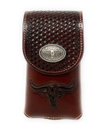 Western Cowboy Tooled Basketweave Leather Multi Emblem Concho Belt Loop ... - £16.51 GBP