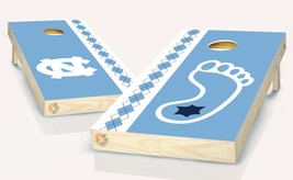 UNC Tar Heel Foot Cornhole Board Vinyl Wrap Laminated Sticker Set Decal - £42.35 GBP