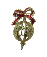 Vintage Christmas Pin Brooch AAI Bow Dangler Ornament Enamel Holiday Jew... - £15.49 GBP