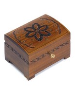 New - Handmade Wooden Chest Floral Pattern Polish Keepsake Box w/Lock an... - $286.81 MXN