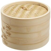 Dimsum High Tea 10" Diameter Bamboo Steamer - Stackable Two Baskets With... - $33.99