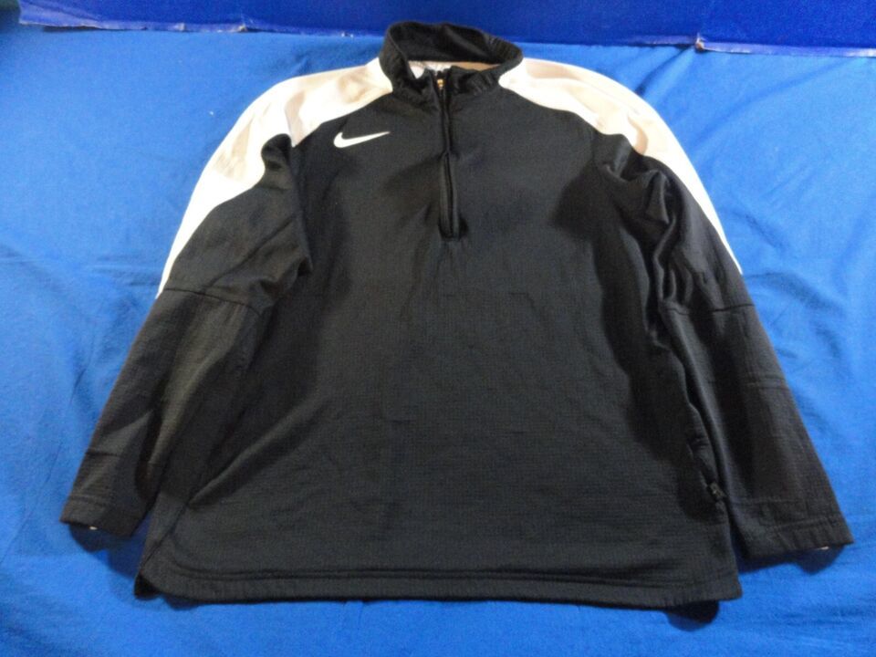 NIKE DRI-FIT BLACK WHITE QUARTER ZIP UP PULLOVER ATHLETIC SPORT GYM SHIR... - $23.81