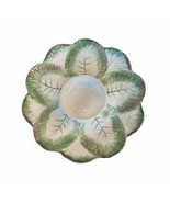 Pottery Barn Vintage Handpaint Lettuce Leaf Chip N Dip Platter Japan 11.5&quot; - £33.59 GBP