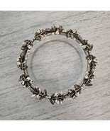 GRESCO Glass and Hibiscus Silver Wrapped Trinket Coin Ring Dish Decor - $8.11 CAD