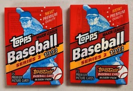 1993 Topps Series 2 Baseball Cards Lot of 2 (Two) Unopened Sealed Packs - £12.06 GBP