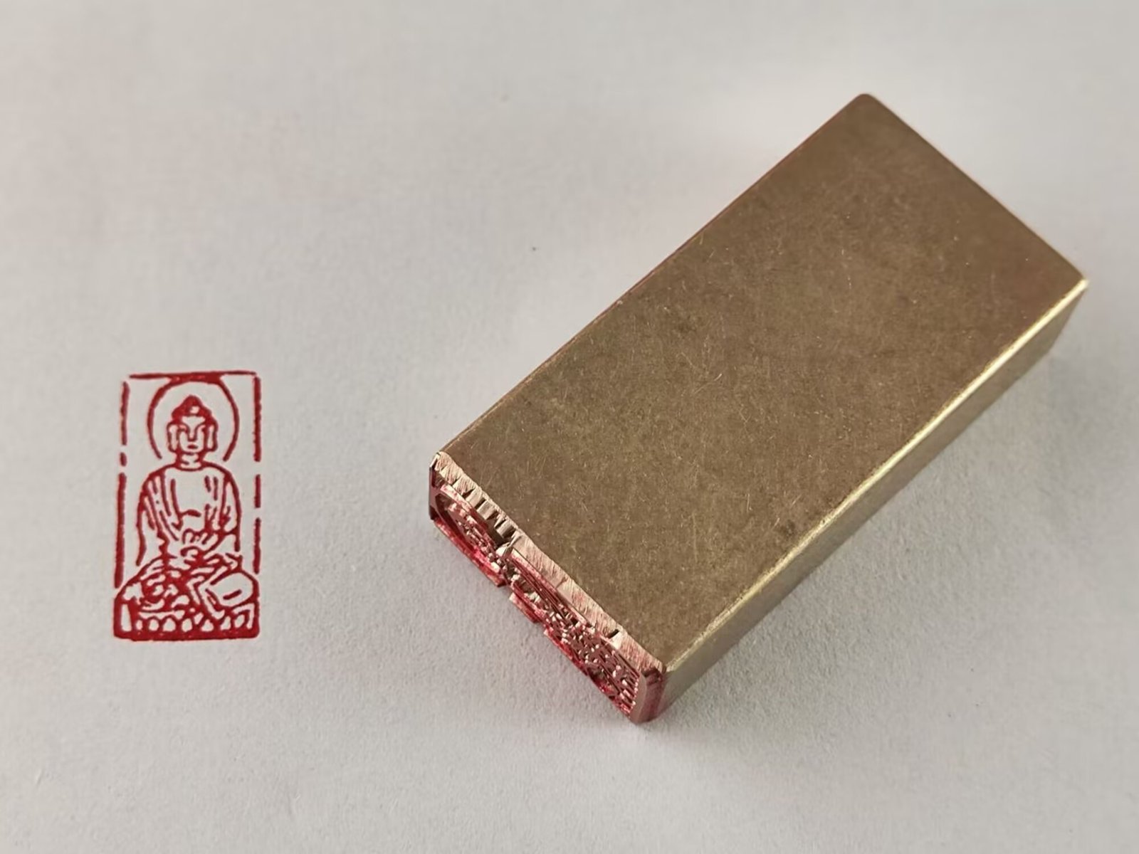 1*2*4 cm Brass Chinese Seal Metal Stamp Finshed Oblong Chop Hanko Buddha... - $25.00