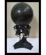 Vintage Castilian Imports Black Metal Globe on Black Metal Cranes Stand ... - $2,479.84 MXN