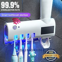 Uv Light Sterilizer Toothbrush Holder Cleaner+Automatic Toothpaste Dispenser Usa - £30.36 GBP