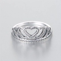 S925 Sterling Silver Heart Tiara with Clear CZ Ring With Clear CZ Ring  - £14.46 GBP