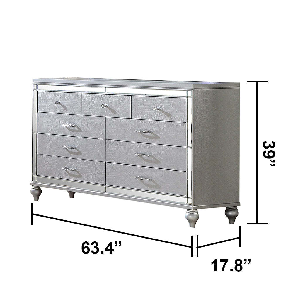 Blaze Full Bedroom Set | Upholstered Modern LED 4 Pc Metallic Gray Wood Item image 6