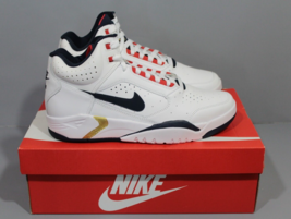 New Men&#39;s Nike Air Flight Lite Mid High Top Shoe WHITE/MIDNIGHT Navy Size 10 - $108.89