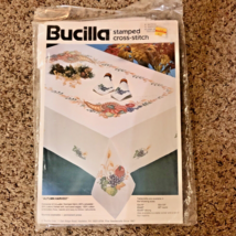 Vintage Bucilla Stamped Cross Stitch Napkins Autumn Harvest NEW 827971 S... - $19.80