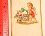 Victorian Trade calling Card Little Girl Pushing A Cart Of Flowers VTC 1 - $4.94