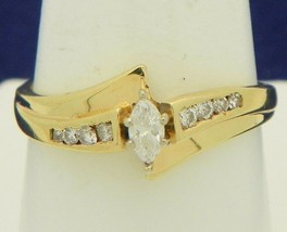 1/3 ct DIAMOND SOLITAIRE & ACCENTS RING REAL SOLID 14 K GOLD 3.1 g SIZE 9.5 - £346.82 GBP