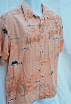 Men&#39;s Columbia River Lodge Hawaiian Nautical Short Sleeve Orange Shirt S... - $18.80