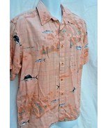 Men&#39;s Columbia River Lodge Hawaiian Nautical Short Sleeve Orange Shirt S... - £14.98 GBP