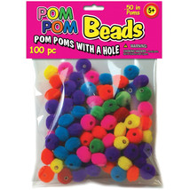 Pom-Pom Beads .5&quot; 100/Pkg-Assorted - £11.24 GBP