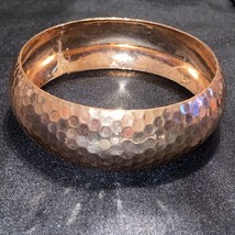 Vintage Copper Tone Metal Hexagon Geometric Honeycomb Hammered Bangle Bracelet - £15.57 GBP
