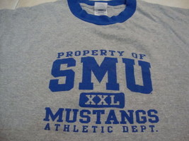 NCAA SMU Southern Methodist University Mustangs College Fan Gray T Shirt L - $15.53