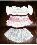 Build A Bear Clothes 2 Sparkly Skirts + Shirt + Red Satin Dress + Jogging outfit - $19.27