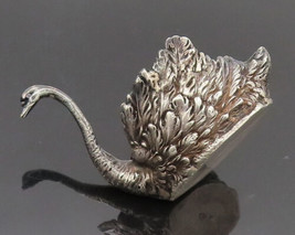 EUROPE 925 Sterling Silver - Vintage Carved Swimming Swan Jewelry Tray - TR3656 - $165.60