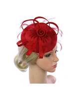 Women Girls Fascinator Hat with Headband and clip Ascot Mesh Flower Feat... - £11.99 GBP