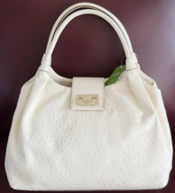 Kate Spade Ny Stevie Windsor Square Ivory Ostrich Leather Lg Satchel Bagnwt! - £208.68 GBP