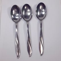 Vintage Utica Cut. Co. Japan stainless oval soup spoon set 3 swirl UTI51... - $14.00