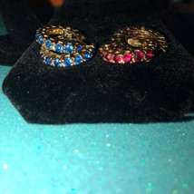 Joan Rivers Earrings 2 Pair 1 Red 1 Blue Pair Pierced Hoops - £39.56 GBP