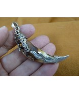 AK-TOOTH-101 Fossil 1000 yrs old Wolf tooth 2-1/2&quot; silver filigree flame... - $82.78 CAD