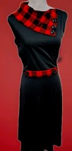 New Rosegal Women&#39;s Black Red Checkered Neckline Sleeveless Midi Dress 3X - $21.32