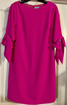CeCe Garden Rose Elbow Length Bow Sleeve Size 12 Crepe Shift Mini Dress - £26.14 GBP